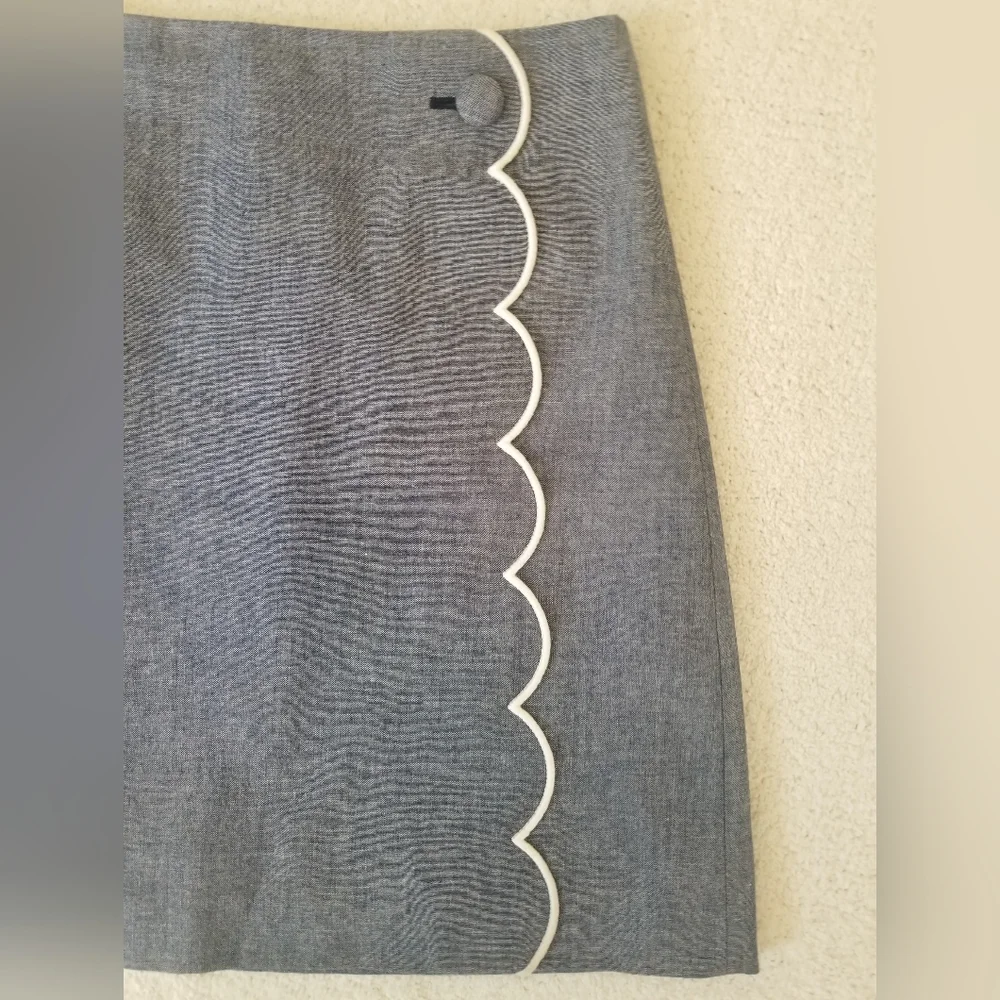 J. CREW Chambray Skirt w/Scalloped Detail | SZ 00 - Picture 9 of 10